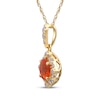 Thumbnail Image 1 of Fire Opal & Diamond Halo Necklace 1/6 ct tw 10K Yellow Gold 18"