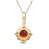 Thumbnail Image 2 of Fire Opal & Diamond Halo Necklace 1/6 ct tw 10K Yellow Gold 18"