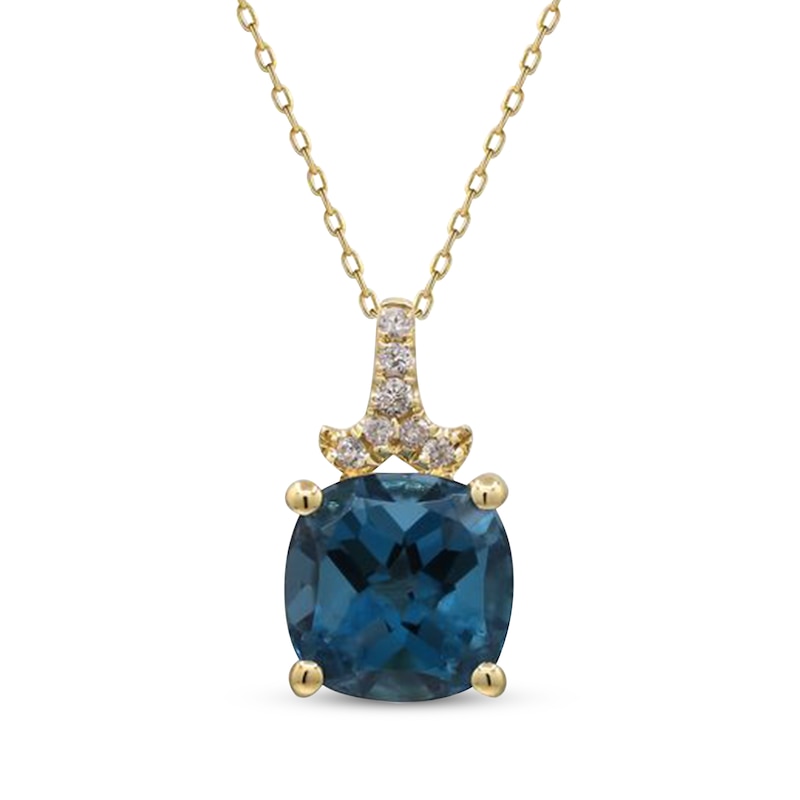 Main Image 1 of London Blue Topaz & Diamond Accent Necklace 10K Yellow Gold 18&quot;