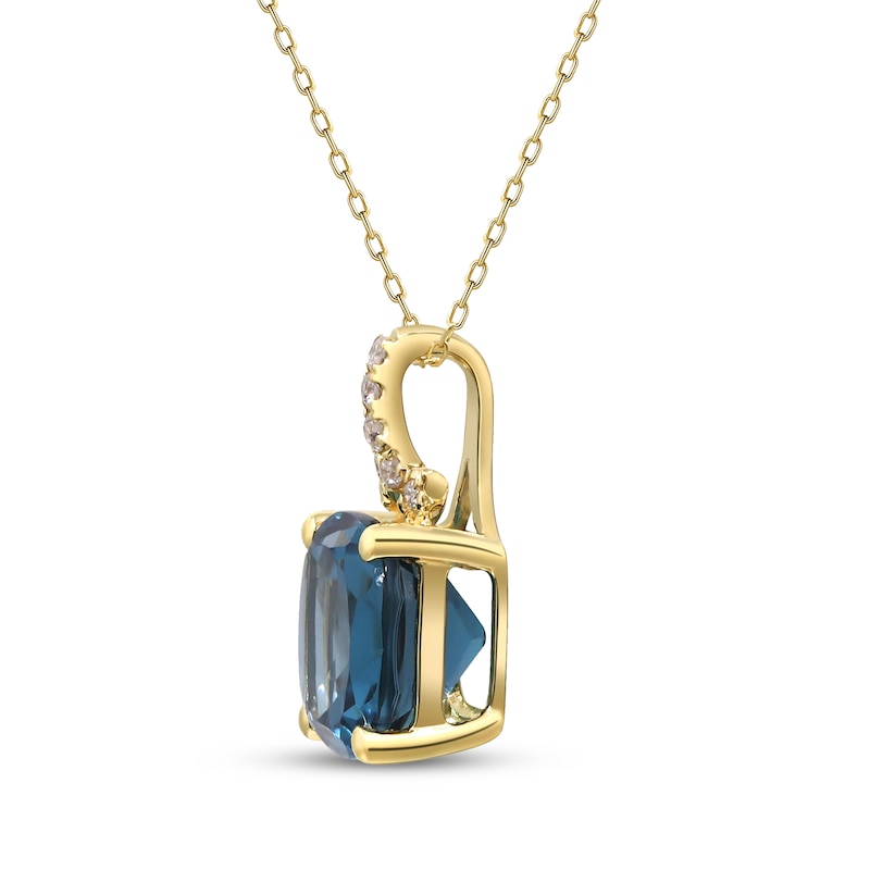 Main Image 2 of London Blue Topaz & Diamond Accent Necklace 10K Yellow Gold 18&quot;