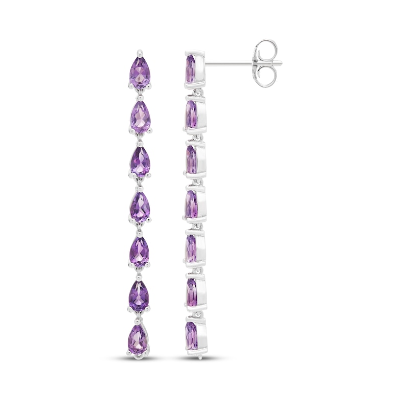 Main Image 3 of Pear-Shaped Amethyst Drop Earrings Sterling Silver