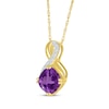 Thumbnail Image 2 of Cushion-Cut Amethyst & Diamond Swirl Necklace 1/15 ct tw 10K Yellow Gold 18&quot;