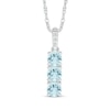 Thumbnail Image 1 of Aquamarine & Diamond Accent Three-Stone Necklace 10K White Gold 18&quot;