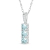 Thumbnail Image 2 of Aquamarine & Diamond Accent Three-Stone Necklace 10K White Gold 18&quot;