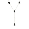 Thumbnail Image 1 of Oval-Cut Agate & Diamond Station Y-Drop Necklace 1/20 ct tw 10K Yellow Gold 18&quot;