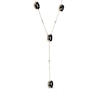 Thumbnail Image 2 of Oval-Cut Agate & Diamond Station Y-Drop Necklace 1/20 ct tw 10K Yellow Gold 18&quot;