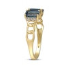 Thumbnail Image 2 of Emerald-Cut London Blue Topaz & Diamond Deconstructed Chain Link Ring 1/15 ct tw 10K Yellow Gold