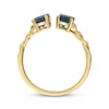 Thumbnail Image 3 of Emerald-Cut London Blue Topaz & Diamond Deconstructed Chain Link Ring 1/15 ct tw 10K Yellow Gold