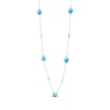 Thumbnail Image 1 of Turquoise & Diamond Station Necklace 1/20 ct tw 10K Yellow Gold 18"