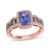 Thumbnail Image 1 of Le Vian Chocolate Waterfall Cushion-Cut Tanzanite Halo Ring 3/4 ct tw Diamonds 14K Strawberry Gold