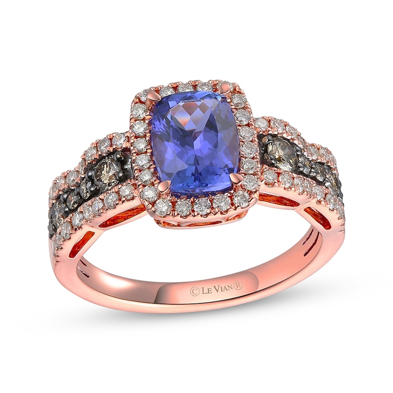 Le Vian Chocolate Waterfall Cushion-Cut Tanzanite Halo Ring 3/4 ct tw ...