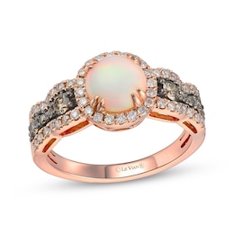 Le Vian Chocolate Waterfall Opal Halo Ring 3/4 ct tw Diamonds 14K Strawberry Gold