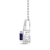 Thumbnail Image 2 of Cushion-Cut Amethyst & White Lab-Created Sapphire Halo Necklace Sterling Silver 18&quot;