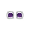 Thumbnail Image 2 of Cushion-Cut Amethyst & White Lab-Created Sapphire Halo Stud Earrings Sterling Silver