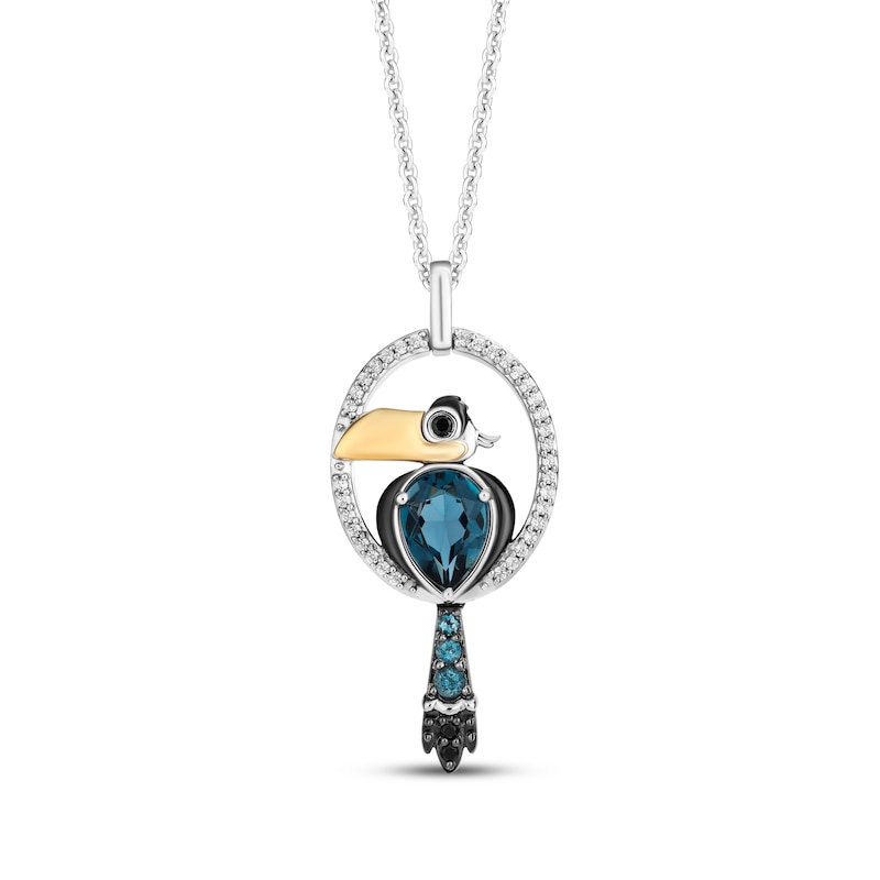 Main Image 1 of Disney Treasures The Lion King &quot;Zazu&quot; London Blue Topaz & Diamond Necklace 1/10 ct tw Sterling Silver & 10K Yellow Gold 19&quot;