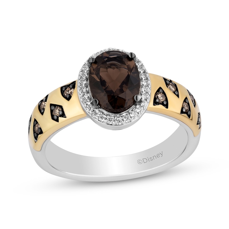 Main Image 1 of Disney Treasures The Lion King Oval-Cut Smoky Quartz & Diamond Ring 1/6 ct tw Sterling Silver & 10K Yellow Gold