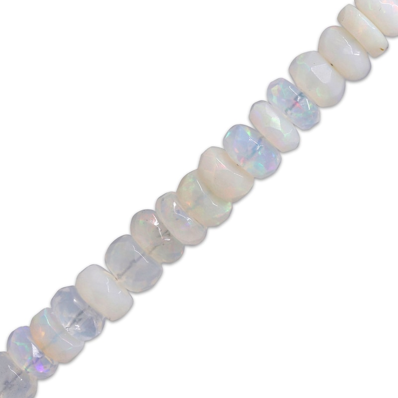 Main Image 2 of Opal Bead & Diamond Accent Bracelet Sterling Silver 9.25&quot;