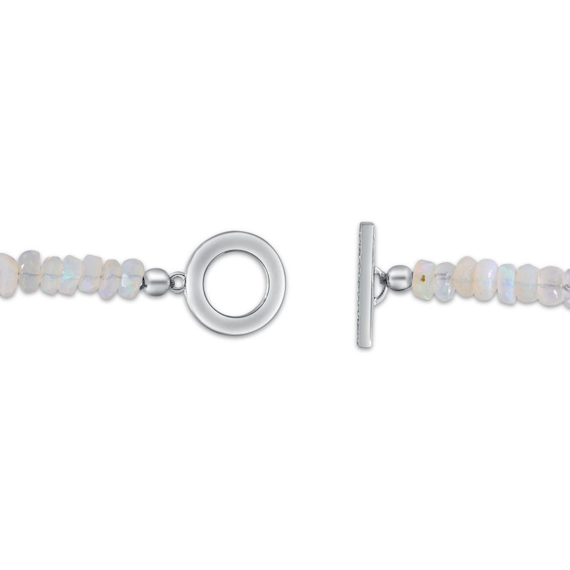 Main Image 3 of Opal Bead & Diamond Accent Bracelet Sterling Silver 9.25&quot;