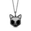 Thumbnail Image 1 of Disney Treasures Hocus Pocus Binx Black Onyx & Diamond Cat Face Necklace 1/10 ct tw Black Rhodium Sterling Silver 19&quot;