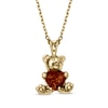 Thumbnail Image 1 of Heart-Shaped Garnet Teddy Bear Necklace 14K Yellow Gold 18&quot;