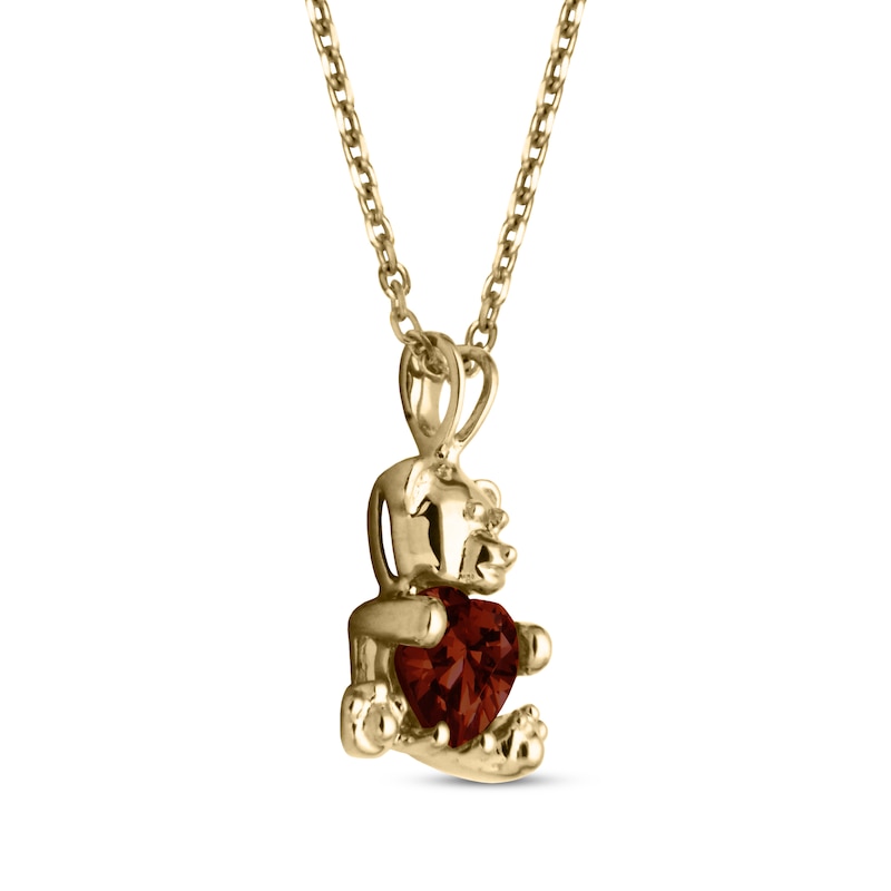 Main Image 2 of Heart-Shaped Garnet Teddy Bear Necklace 14K Yellow Gold 18&quot;