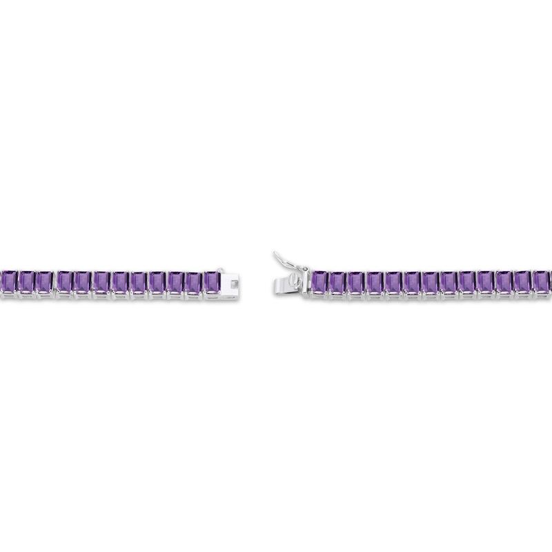 Main Image 3 of Emerald-Cut Amethyst Line Bracelet Sterling Silver 7.25&quot;