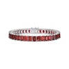 Thumbnail Image 1 of Emerald-Cut Garnet Line Bracelet Sterling Silver 7.25&quot;