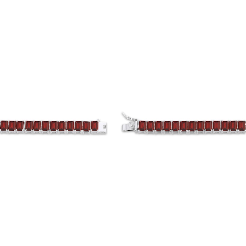 Main Image 3 of Emerald-Cut Garnet Line Bracelet Sterling Silver 7.25&quot;