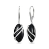 Thumbnail Image 1 of Marquise-Cut Black Agate & White Lab-Created Sapphire Drop Earrings Sterling Silver