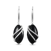 Thumbnail Image 2 of Marquise-Cut Black Agate & White Lab-Created Sapphire Drop Earrings Sterling Silver