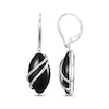 Thumbnail Image 3 of Marquise-Cut Black Agate & White Lab-Created Sapphire Drop Earrings Sterling Silver