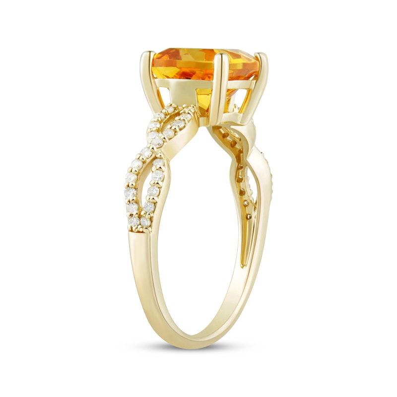 Main Image 2 of Cushion-Cut Citrine & Diamond Twist Shank Ring 1/6 ct tw 10K Yellow Gold