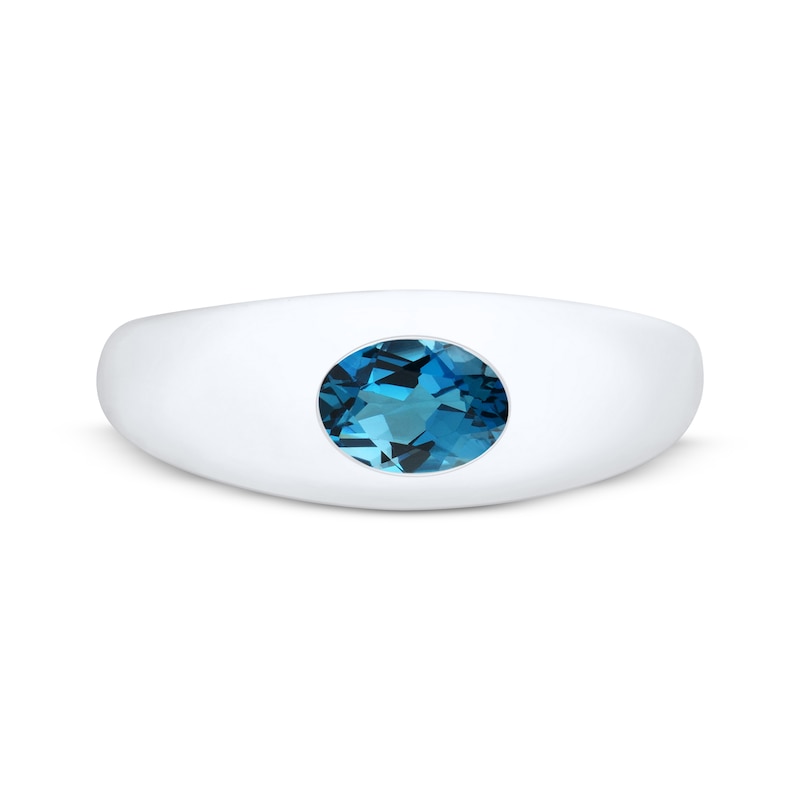 Oval-Cut London Blue Topaz Dome Ring 10K White Gold