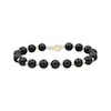 Thumbnail Image 1 of Black Onyx Bead Bracelet 14K Yellow Gold 7.5&quot;