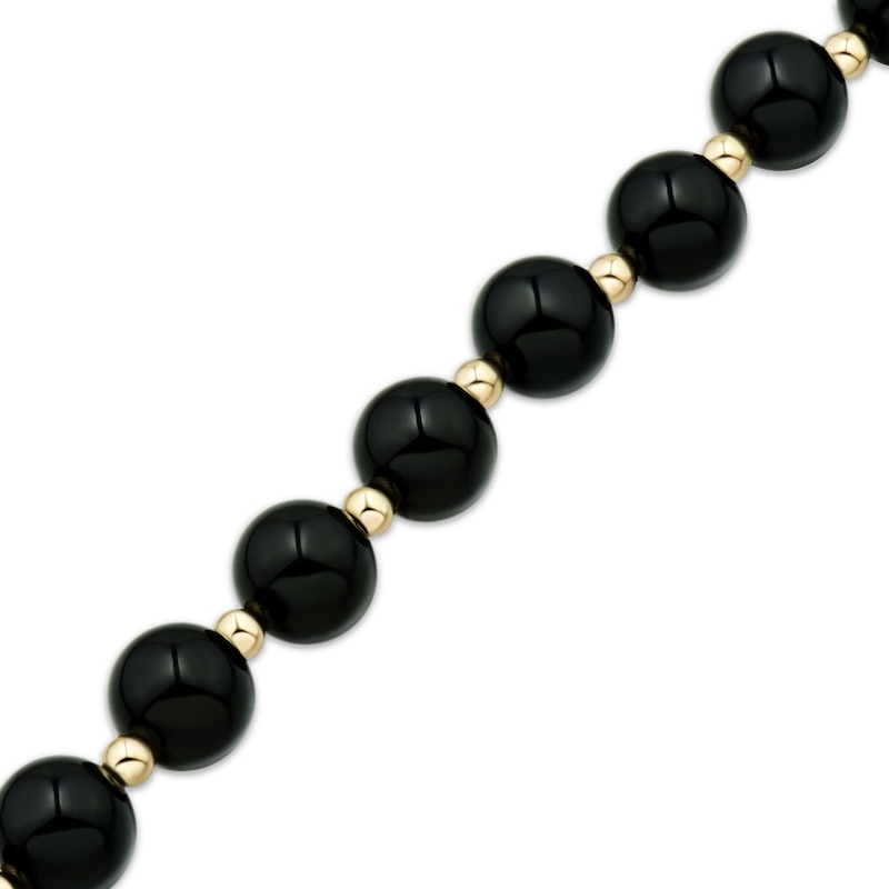 Main Image 2 of Black Onyx Bead Bracelet 14K Yellow Gold 7.5&quot;