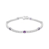 Thumbnail Image 1 of Amethyst & White Lab-Created Sapphire Line Bracelet Sterling Silver 7.25&quot;