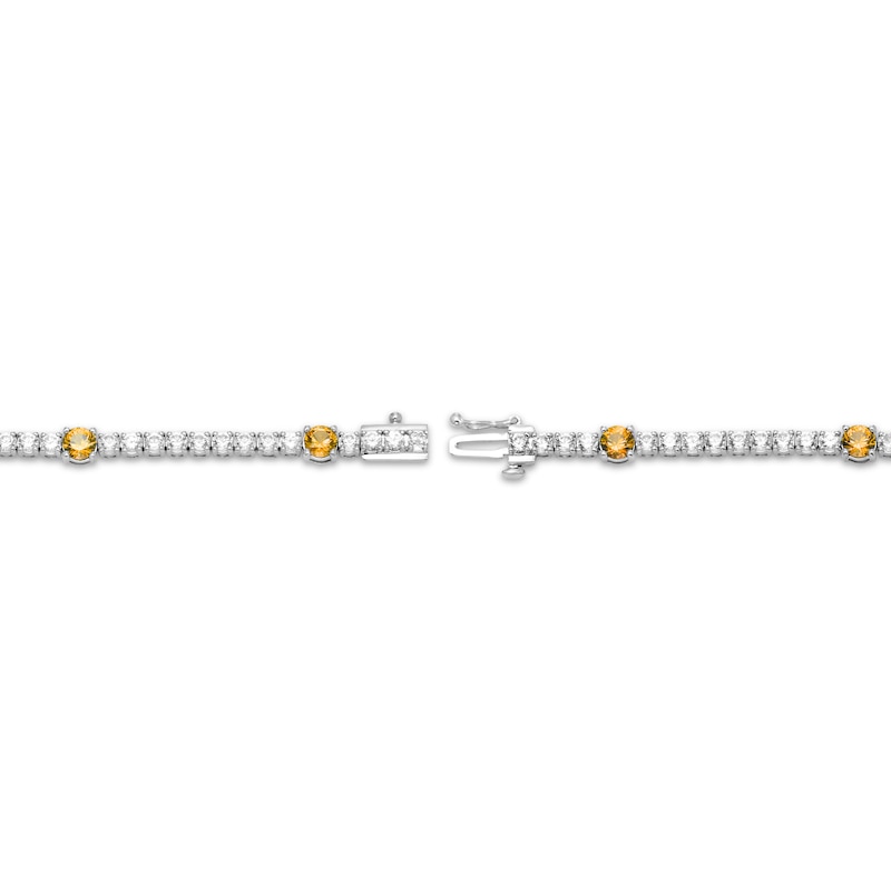 Citrine & White Lab-Created Sapphire Line Bracelet Sterling Silver 7.25"