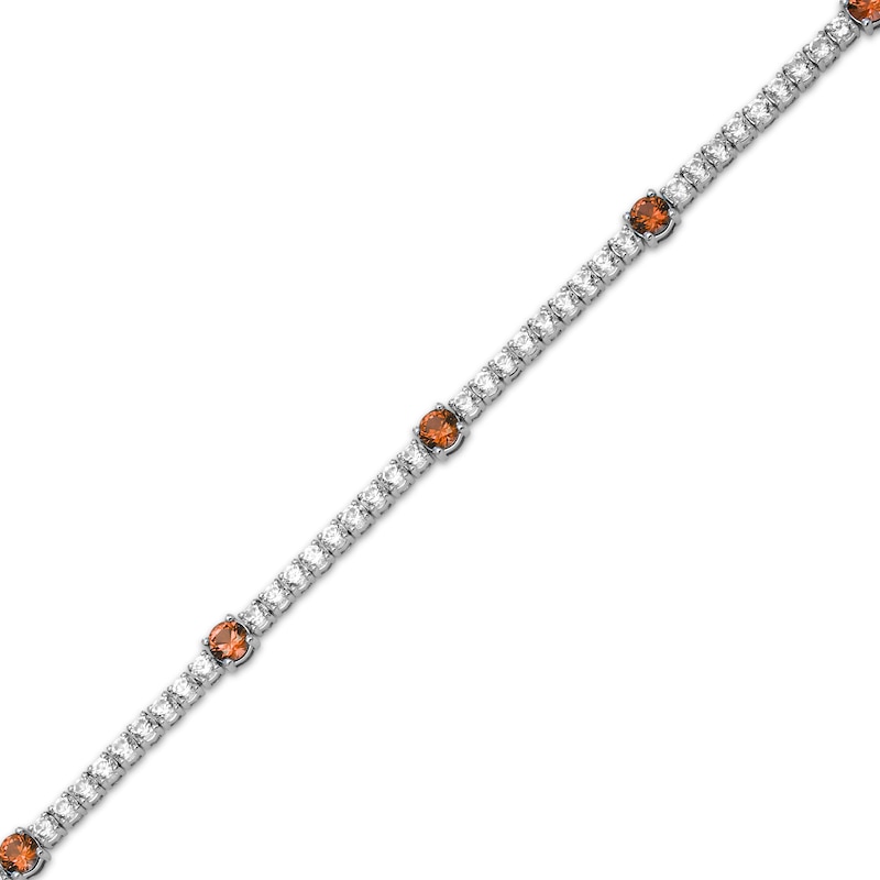 Main Image 2 of Garnet & White Lab-Created Sapphire Line Bracelet Sterling Silver 7.25&quot;