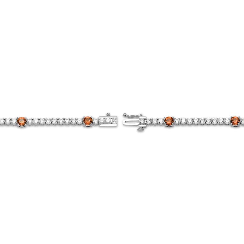 Main Image 3 of Garnet & White Lab-Created Sapphire Line Bracelet Sterling Silver 7.25&quot;