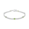 Thumbnail Image 1 of Peridot & White Lab-Created Sapphire Line Bracelet Sterling Silver 7.25&quot;