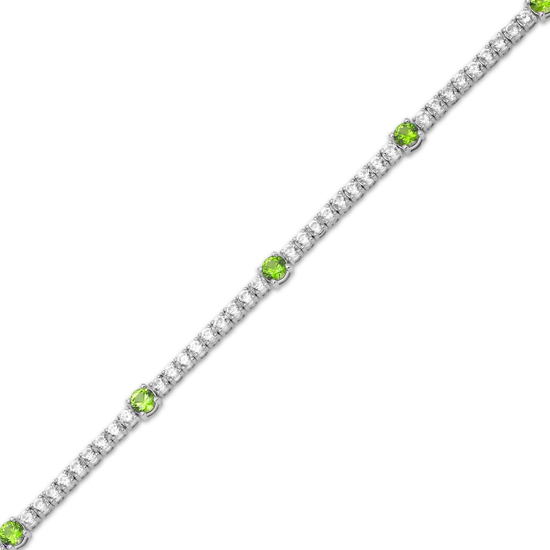 Main Image 2 of Peridot & White Lab-Created Sapphire Line Bracelet Sterling Silver 7.25&quot;