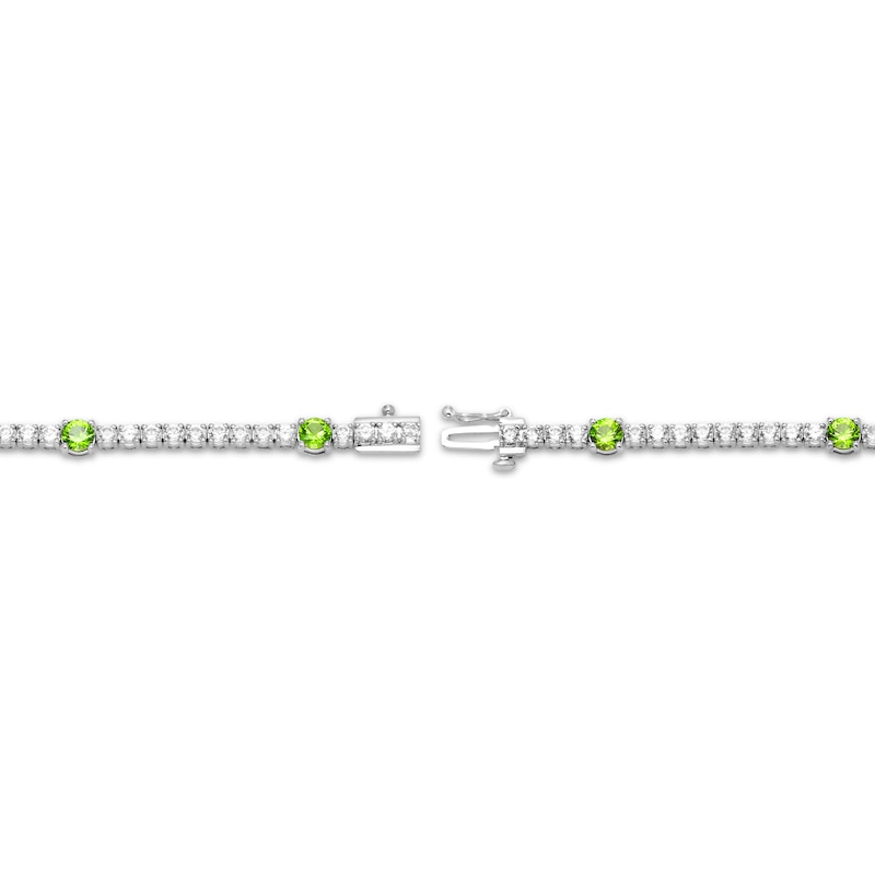 Main Image 3 of Peridot & White Lab-Created Sapphire Line Bracelet Sterling Silver 7.25&quot;