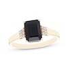 Thumbnail Image 1 of Octagon-Cut Black Onyx & Diamond Ring 1/20 ct tw 10K Yellow Gold