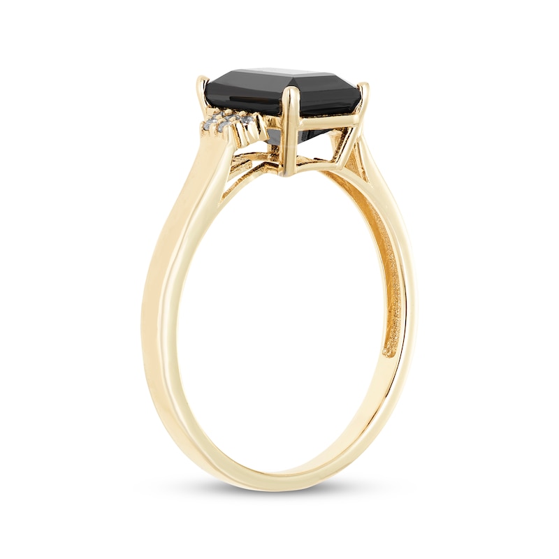 Main Image 2 of Octagon-Cut Black Onyx & Diamond Ring 1/20 ct tw 10K Yellow Gold