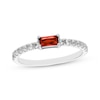 Thumbnail Image 1 of Baguette-Cut Garnet & White Lab-Created Sapphire Ring Sterling Silver