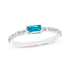 Thumbnail Image 0 of Baguette-Cut Swiss Blue Topaz & White Lab-Created Sapphire Ring Sterling Silver