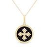 Thumbnail Image 0 of Black Onyx & Diamond Cross Medallion Necklace 1/20 ct tw 10K Yellow Gold 18"