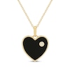 Thumbnail Image 1 of Black Onyx & Diamond Accent Heart Necklace 10K Yellow Gold 18&quot;