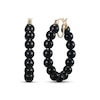 Thumbnail Image 1 of Black Agate Bead Hoop Earrings 40mm Sterling Silver with 10K Yellow Gold Plate