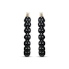 Thumbnail Image 2 of Black Agate Bead Hoop Earrings 40mm Sterling Silver with 10K Yellow Gold Plate